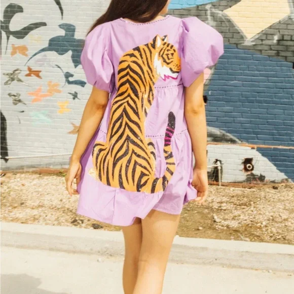 Queen of Sparkles Lavender Beautiful Tiger back dress XS - Picture 3 of 11
